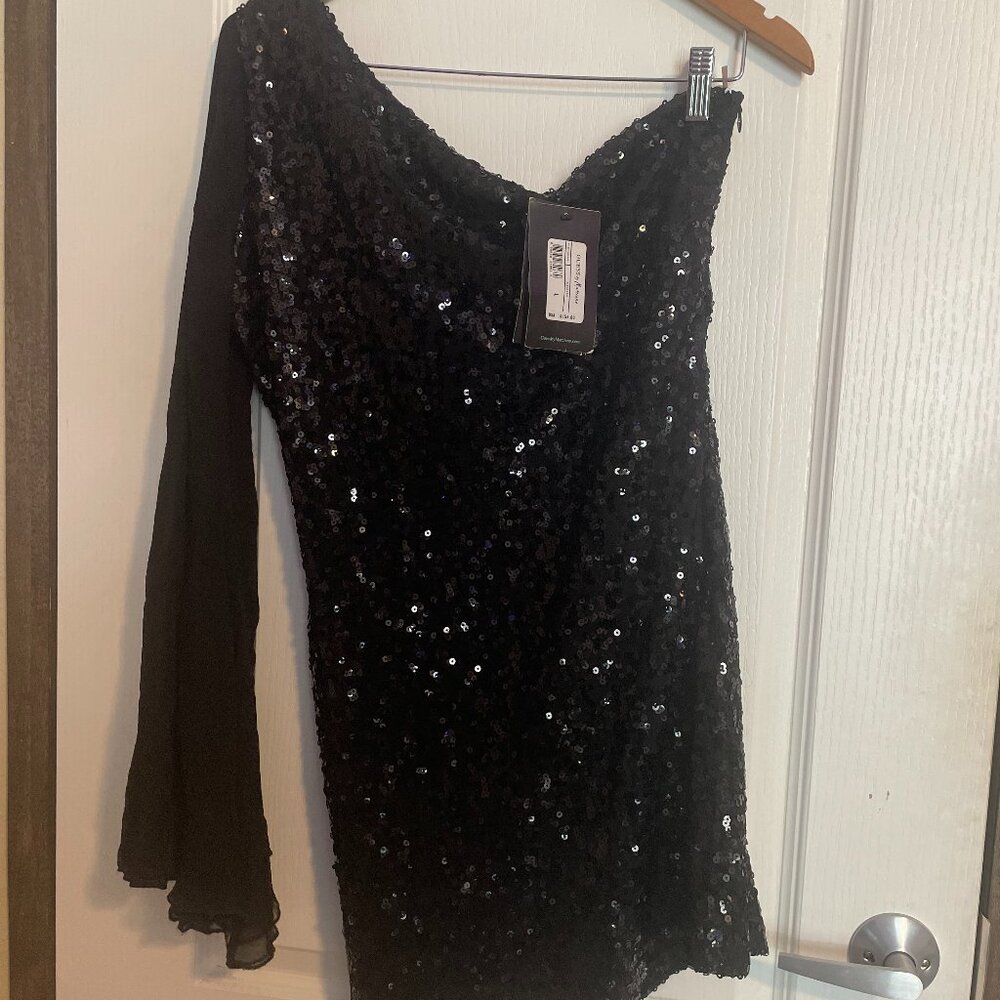 Guess by Marciano One Shoulder Sequin Mini Dress Sz L